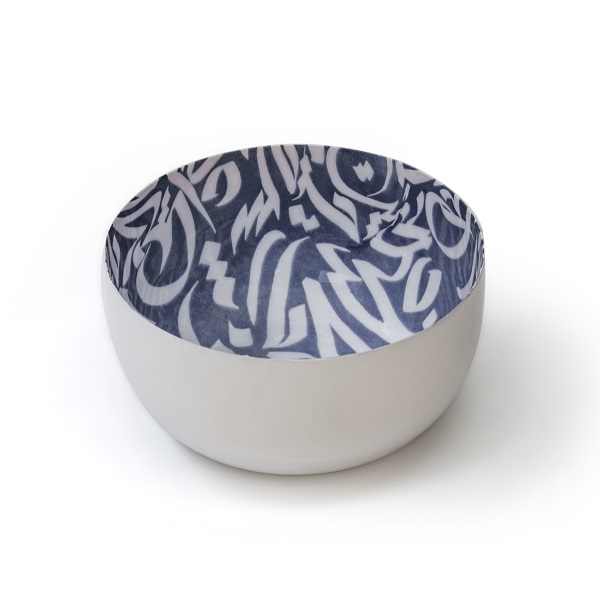 alt="navy iron bowl with caliigraphy"