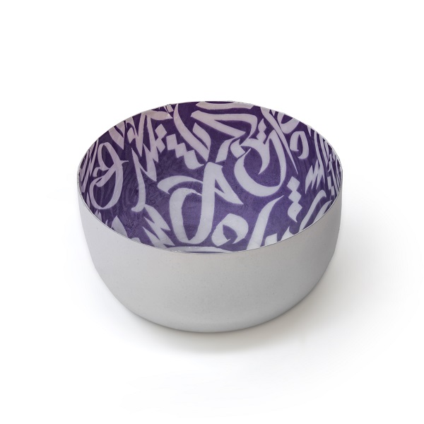 alt="purple iron bowl with calligraphy"