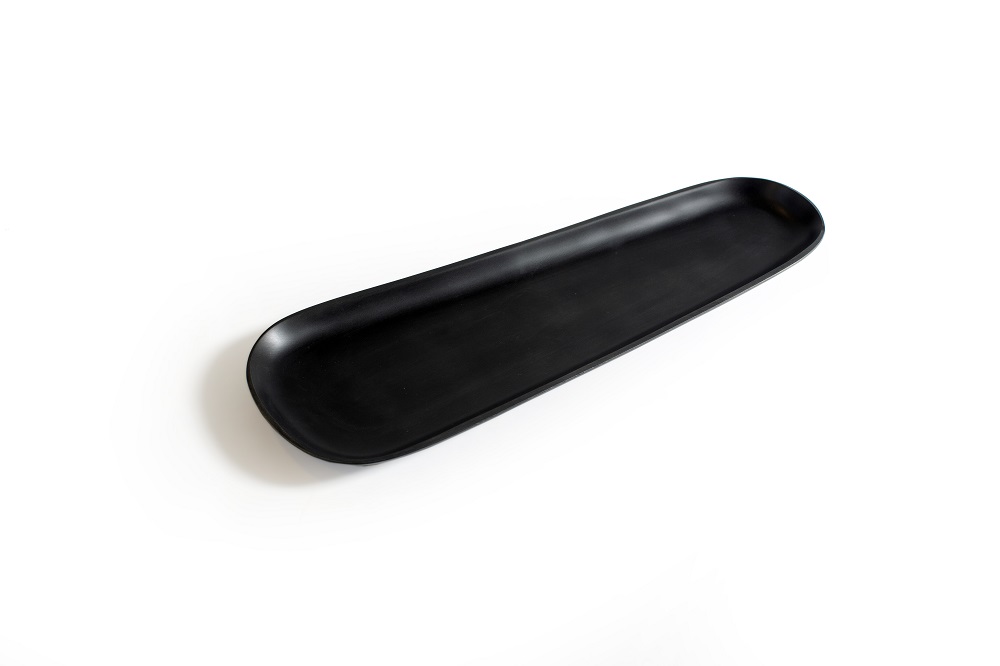 black, organic shaped aluminum platter,servingplatters
