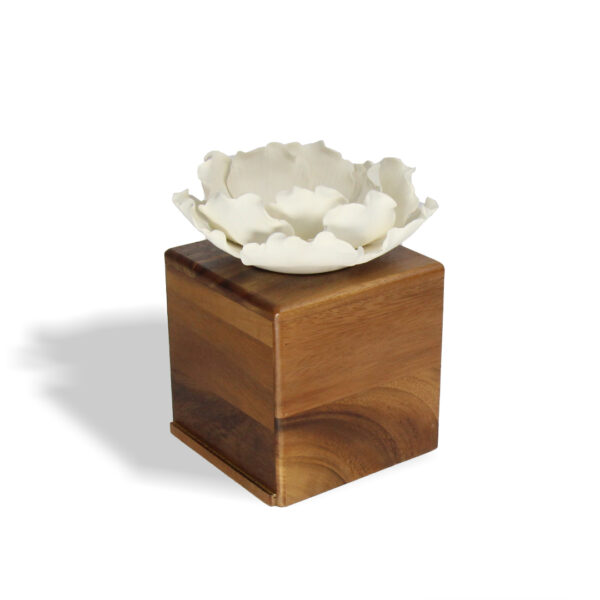 Open Tissue Box - Elegant Ceramic White Open Peony Tissue Box