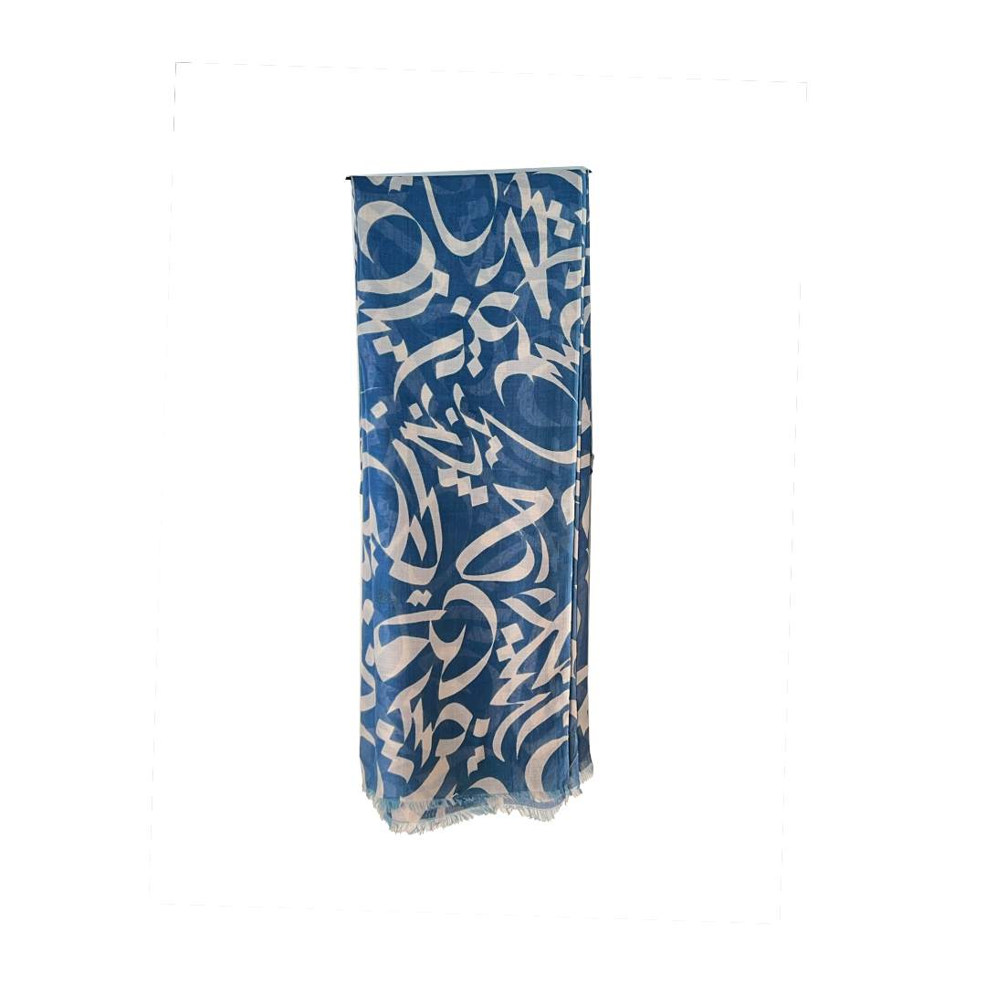 421 Trendy Scarf – Silk and Modal Scarf Khair Blue for Elegant Style