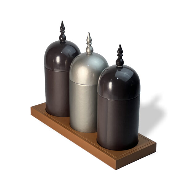 صينية من الجلد لون بني من مجموعة القرمز-طقم من ثلاث قطع - Image 8