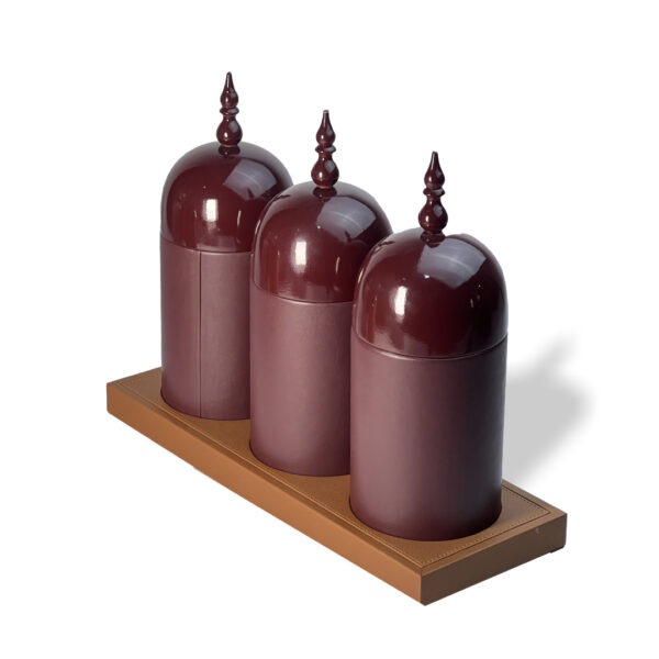 صينية من الجلد لون بني من مجموعة القرمز-طقم من ثلاث قطع - Image 7