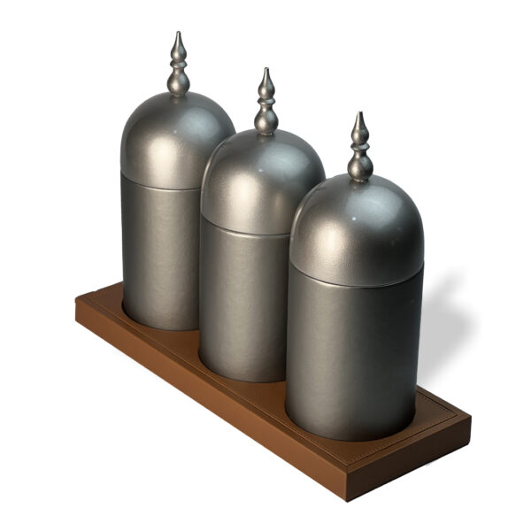 صينية من الجلد لون بني من مجموعة القرمز-طقم من ثلاث قطع - Image 4