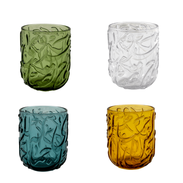 Jameel Spectrum Glass Cups |4 Colors Collection (Set of 4)